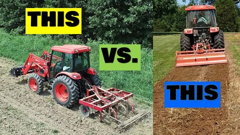 Tractor tiller vs. chisel plow (and disc harrow) for food plot tillage SHORT VLOG