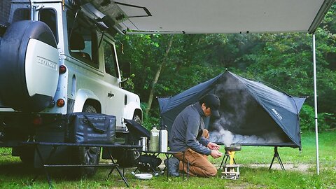 😭YOU CRY? 😡SPICY & HOT? Camping With Heater And Fire Noodle / Land Rover DEFENDER