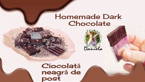 Homemade Dark Chocolate, made with 3 ingredients in a few minutes/ Ciocolată neagră de post