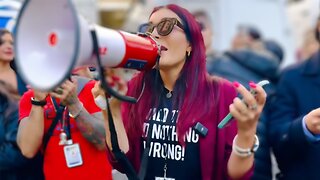 Laura Loomer and Andrew Giuliani Protest Outside of President Trump's Trial