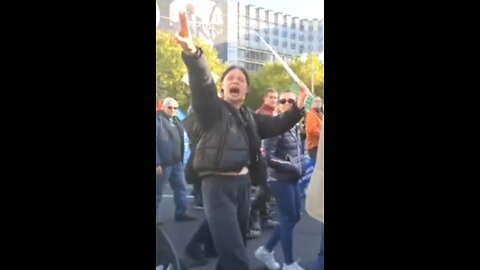 Protest against leftwing politics in Berlin, Germany, provocateurs performing Nazi salute