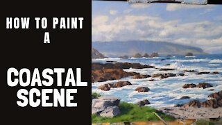 How to Paint a COASTAL Scene - tips for painting seascape studies, colour mixing and tonal values