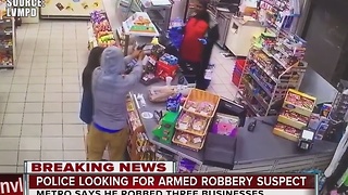 Las Vegas police seek suspect in 3 armed robberies