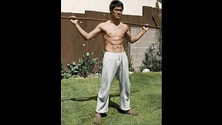 Cross kick Studio Films Bruce Lee work out in his yard