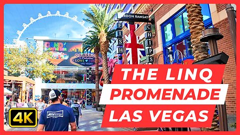 The LINQ Promenade Las Vegas Strip Walking Tour POV 4K | Las Vegas, Nevada, USA
