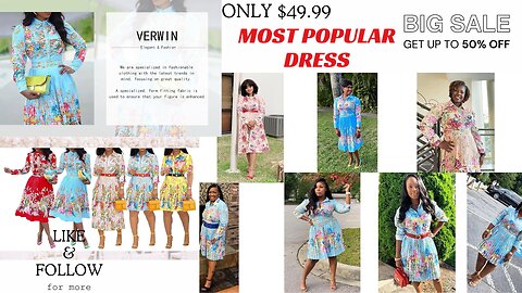 VERWIN Lapel Three-Quarter Sleeve Knee Length Pleated Floral Women's Sheath Dress
