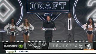 Raiders select Dylan Parham as their first pick of the NFL Draft on the Las Vegas Strip