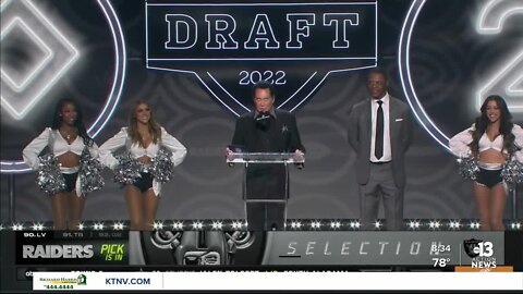 Raiders select Dylan Parham as their first pick of the NFL Draft on the Las Vegas Strip