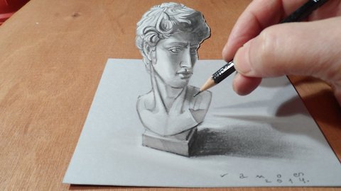 How to draw a 3D bust of David