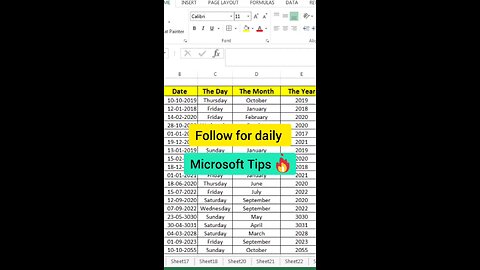 How to find Day, Month and Year in Excel