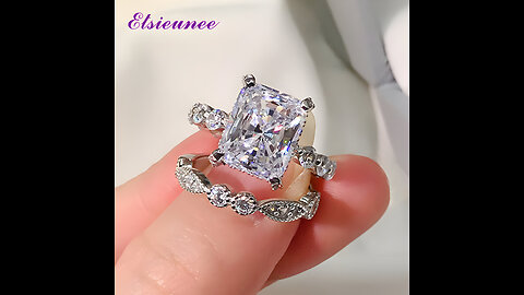 Sterling Silver Simulated Moissanite Diamond Wedding Engagement Bridal Ring Sets