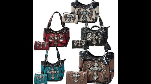 Western origin Camouflage rhinestone Buckle Shoulder Bag Totes Purse Handbag Wallet Set