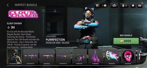 Clout Chaser Operator Bundle- Valeria cat girl skin exclusive to warzone mobile