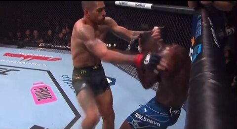 Slow motion shot of the Israel Adesanya's KO over Alex Pereira at UFC 287