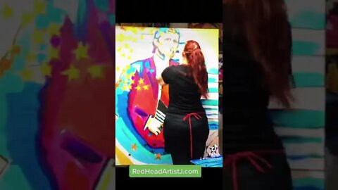 Woman painting Young Donald Trump in a Timelapse Painting: Acrylic Painting, LARGE