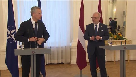 NATO Secretary General Jens Stoltenberg with the President of Latvia Egils Levits, 08 MAR 2022