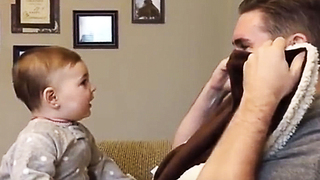 Her Entire Life Dad Had A Beard, Watch How Baby Reacts To Him Shaving It For The First Time