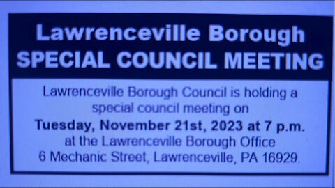 Lawrenceville Borough Special Meeting 11/21/23