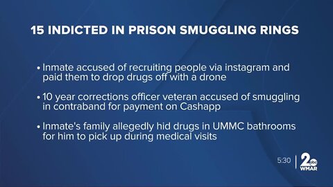 15 indicted for prison drug network; drones and correctional officer involved