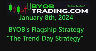 January 8th, 2024 BYOB's Flagship Strategy - The Trend Day Strategy. For educational purposes only.