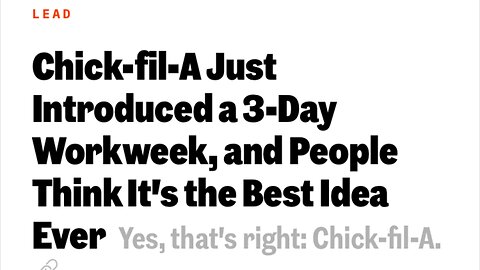 Chick Fil A 3 Day Work Week