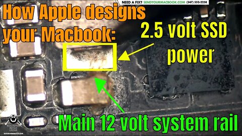 Let's design a laptop with a soldered SSD & put 12v right next to SSD power; WHAT COULD GO WRONG?