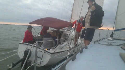 Crew exchange between boats under sail