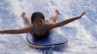 Super Fast Indoor Surfing on Flowrider Water Slide Tube Tunnel Ride Amusement Park