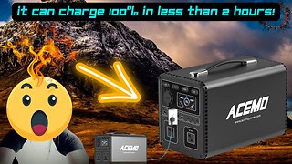 ACEMO Portable Power Station, 1075Wh LiFePO4 Battery, 1200W Solar Generator with 2x1200W