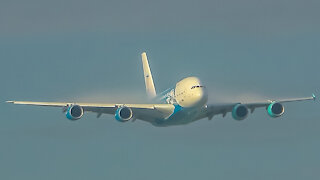 HiFly A380 make a low pass over Airbus in Toulouse on her last flight