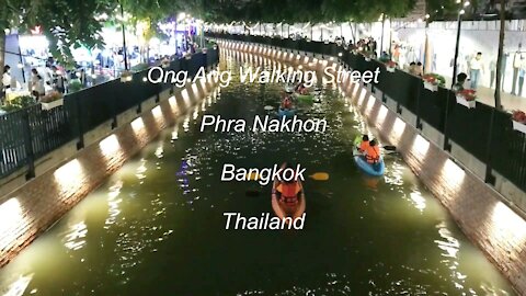 Award winning Khlong Ong Ang Walking Street at Phra Nakhon in Bangkok Thailand
