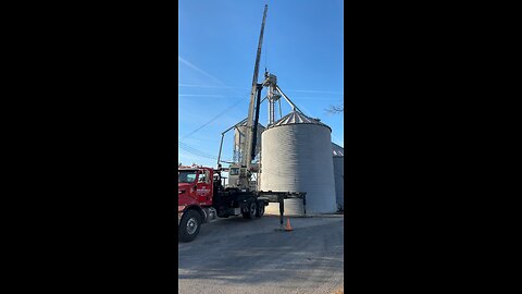 Crane at grain bins
