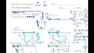 Two Step Inequalities- Algebra 1 Kuta Worksheet Series