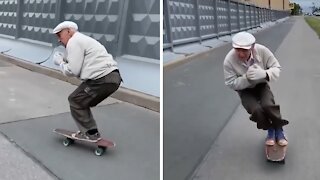 73-year-old man rides his board since 1981