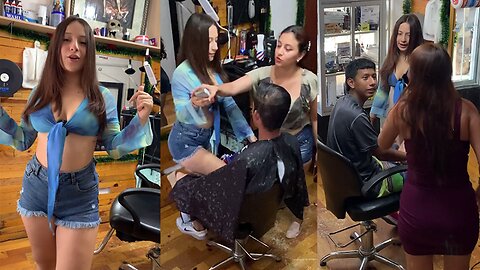 Hairdresser makes jealous girlfriends get out of control 🤣👇