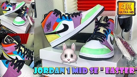 AIR JORDAN 1 MID SE "EASTER" MULTICOLOR-LIGHTBULBS" White/Black-LightBulbs Unboxing/ 4K REVIEW!