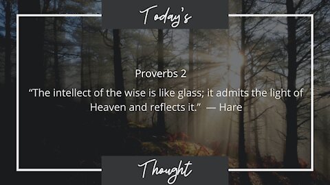 Today's Thought: Proverbs 2 "The intellect of the wise is like glass"
