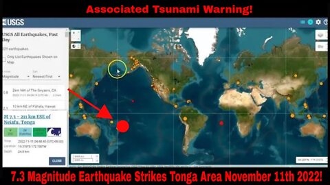 7.3 Magnitude Earthquake Strikes Tonga November 11th 2022!
