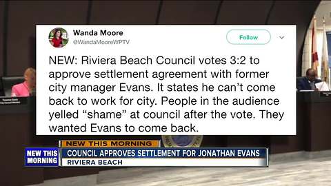 Riviera Beach Council approves settlement with former manager Jonathan Evans