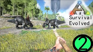 ARK: Survival Evolved - My Triceratops vs a Dilo herd [Let's Play part 2]