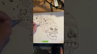 Drawing an Exploding Skull #shorts