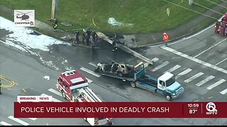 West Palm Beach police vehicle involved in fiery, deadly wreck