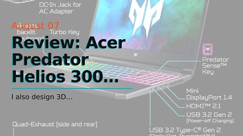 Review: Acer Predator Helios 300 PH315-54-760S Gaming Laptop Intel i7-11800H
