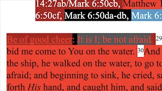 279. Part 3. Jesus and Peter walking on water. Matthew 14:27-31, Mark 6:50, John 6:19-20