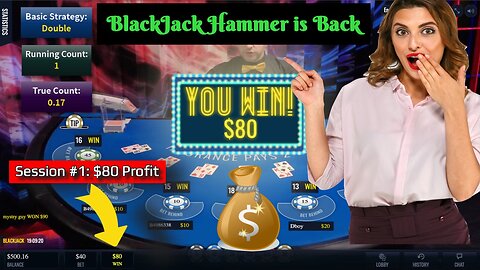 Blackjack Online Session #1: Using Card Counting App With Live Dealers: $440 Starting Bankroll.