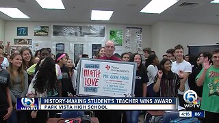 History-making student's teacher wins award