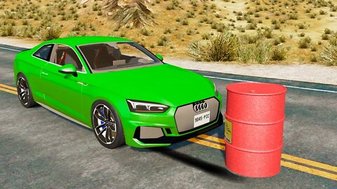 Audi RS 5 vs Explosive Barrel – BeamNG.Drive