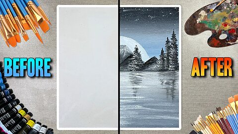 Black and White Mountain | Acrylic Painting Tutorial for Beginners