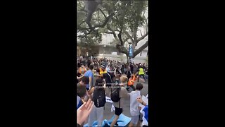 A pro-Palestinian protester attacks a Jewish protester at Tulane University in New Orleans.