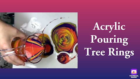 (64) Many Little Pretty Tree Rings -Sunset Acrylic Pouring